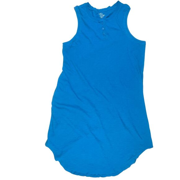 Time And Tru Tank Dress Womens 3XL Teal Blue Button Detail Scoop Neck Knit Dress - Picture 1 of 10